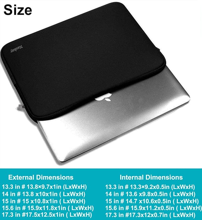 Laptop Sleeve Case 14 Inch, Resistant Neoprene Sleeve/Notebook Computer Pocket Case/Tablet Briefcase Carrying Bag for inch HP, Lenovo, Asus Notebook, Ultrabook, Black