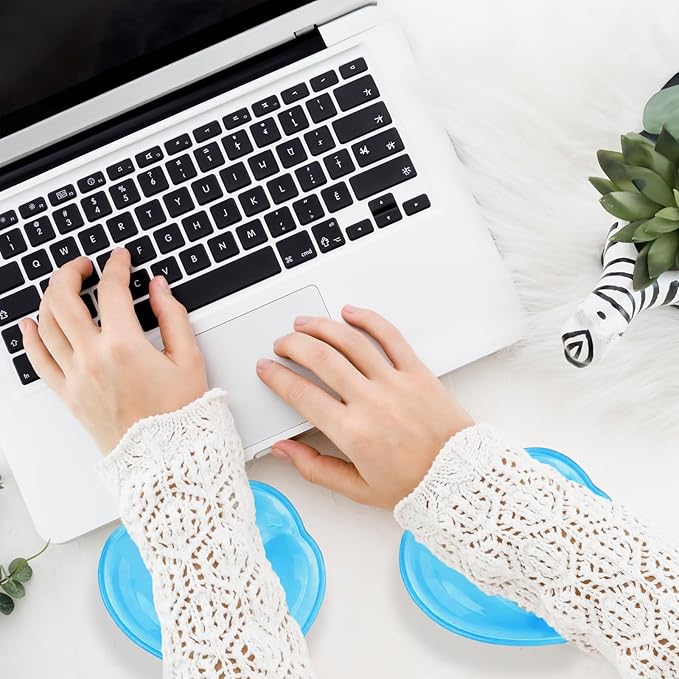Gel Wrist Rest for Keyboard and Mouse Transparent Blue Heart Elbow Pad Cushion Ergonomic Cute Clear Cool Mouse Wrist Pad Silicone Non-Slip Support for Computer Gaming Home Office Hand Pillow