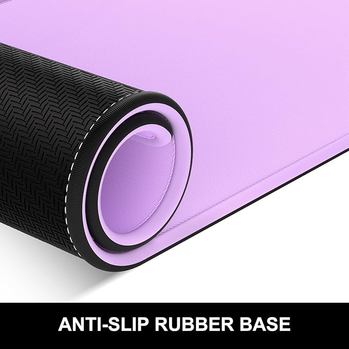Hsurbtra Desk Pad, 23.6" x 13.8" Premium-Textured Desk Mat, Stitched Edge Anti-Slip Waterproof Rubber Mouse Pad, M Extended Computer Mat for Office Gaming Laptop Keyboard Vanilla Purple