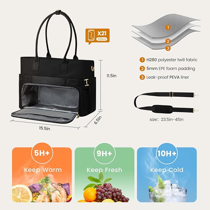 LOVEVOOK Teacher Tote Bag for Women, Laptop Bag Briefcase with Accordion File Pocket, Nurse Handbag for Work, Travel, College | 40oz Cup Holder, Muli-Pockets