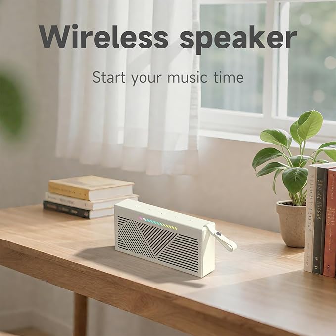 Bluetooth Speaker Wireless Portable IPX5 Waterproof for Home Party Outdoor Beach, Beige