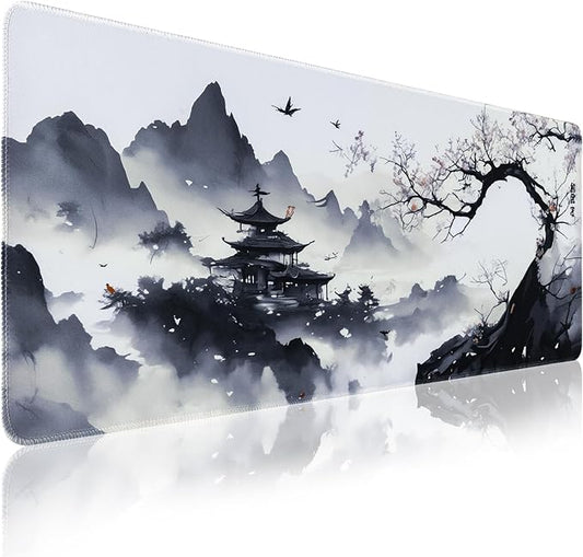 Large Mouse Pad, Japanese Desk Mat with Stitched Edges, XL Anime Gaming Mouse Pad, Non-Slip Long Mousepad for Desk Office Home, 31.5”x11.8”