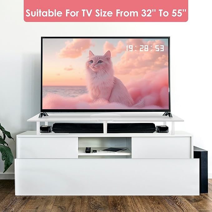 Across-Star Dual-Monitor Stand for Desk - Large Adjustable Length and Angle Riser for 2 Monitors, Double Computer Desktop Organizer, Shelf for TV, Laptop, Printer