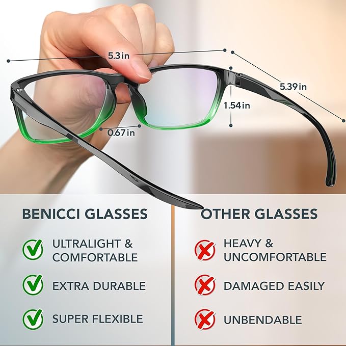 Stylish Blue Light Blocking Glasses for Women & Men – Helps Ease Digital Eye Strain & Headache from Computers, Phones w/Case