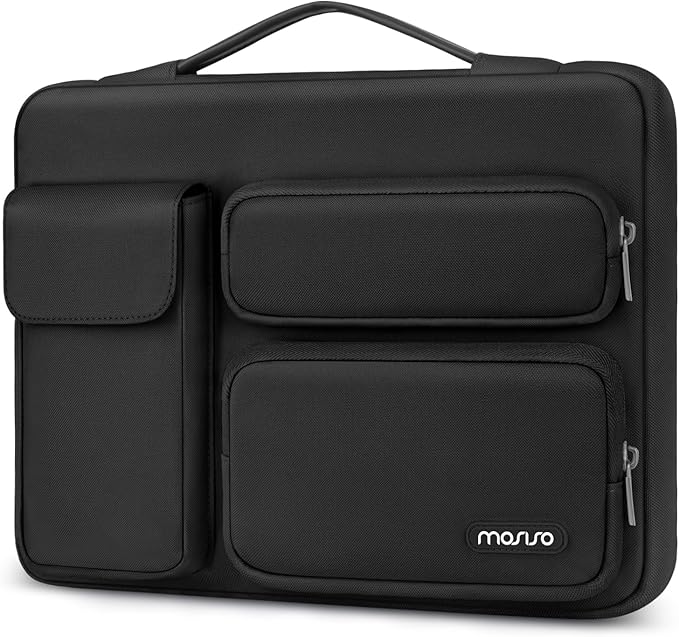 MOSISO 360 Protective Laptop Case 17.3 inch, 17-17.3 inch Laptop Sleeve Compatible with Dell HP Lenovo Asus Acer Alienware Notebook Computer,Side Open Bag with 2 Raised&1 Flapover Pockets, Black