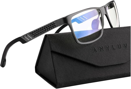 ANYLUV Blue Light Blocking Glasses Men Computer Gaming Glasses Lightweight Al-Mg Metal Anti Eyestrain Eye Protection