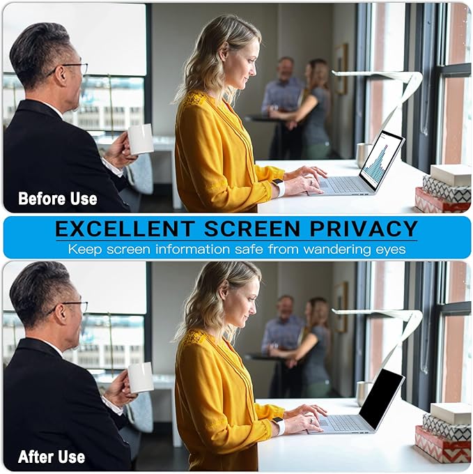 FILMEXT 16 Inch Laptop Privacy Screen Compatible with Lenovo Hp Dell Acer Asus Thinkpad Envy Xps -16:10 Aspect Ratio, Removable computer laptop privacy screen filter anti-blue light Anti Spy Shield