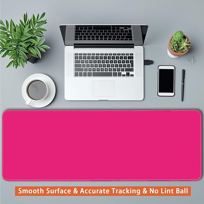 Large Mouse Pad, Non-Slip Desk Blotter, Office Desk Mat, Desk Pad Protector, Laptop Desk Pad, Desk Writing Pad for Office and Home, Bright Pink, 31x12 inch