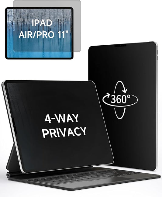 IPROKKO 360° Privacy Screen Protector for iPad Air 11 inch 4th/5th Generation & iPad Pro 11in 2/3/4 gen (2018-2022, M1/M2),4 Way Matte Anti Spy Glare Blue Light Tablet Screen Protector Filter [Compatible with Apple Pencil & Face ID, Case Friendly]