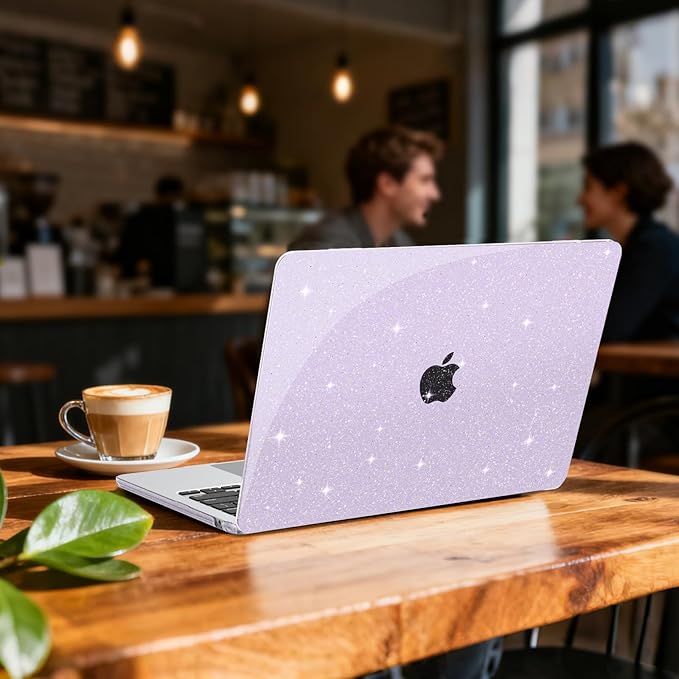 B BELK Compatible with MacBook Air 13 inch Case M5 2026 2025-2022 M4 M3 M2 A3449 A3240 A3113 A2681, Plastic Hard Shell+Keyboard Cover+Screen Protector for MacBook Air 13.6 inch Case, Sparkly Purple