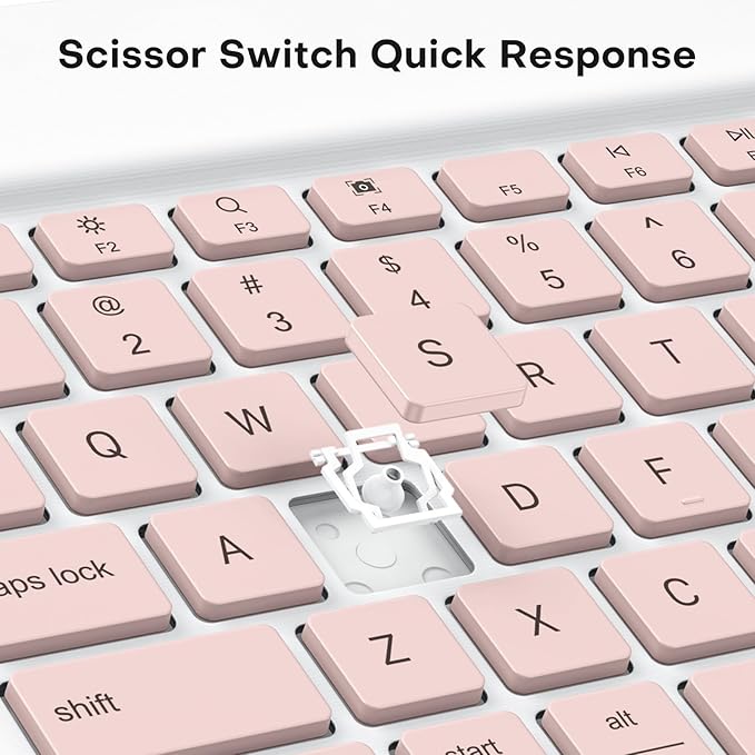 Emetok Wireless Keyboard for Tablet/iPad/iOS/Android/Windows, Mini Bluetooth Keyboard, Portable Size Ultra-Slim Design, Rechargeable Speedier Response/Comfortable Typing, Pink