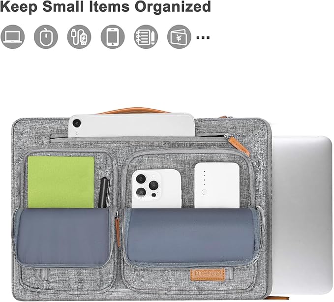 MOSISO 360 Protective Laptop Case 15.6 inch, 15-16 inch Laptop Sleeve Compatible with MacBook Pro 16, HP Acer Dell Lenovo ASUS, Side Open Carrying Computer Bag with 5 Accessory Pockets&Belt, Gray