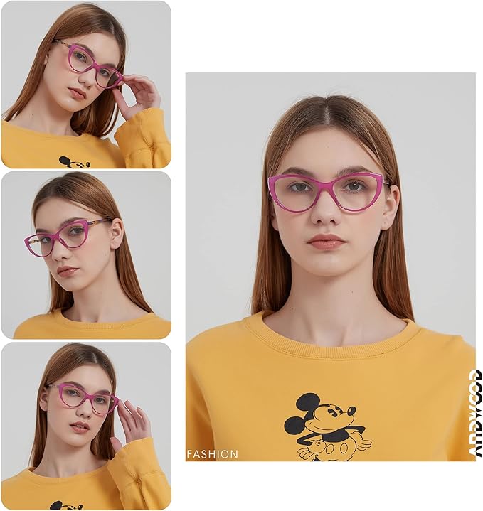 ANDWOOD Blue Light Blocking Glasses Women Bluelight Blocker Computer Cateye Clear Cat Eye Eyeglasses Frame AR003