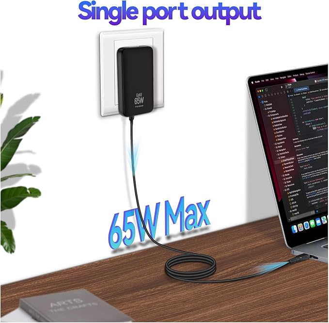 65W USB C Charger Block,2-Port Compact Foldable Slim Charger Power Adapter for iPhone 17 Series, Galaxy S25,Pixel 10/9,MacBook Pro/Air, iPad Pro,with 3.28ft 100W E- Mark chip Cable（2026 New）