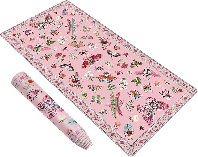 Baziabbo Pink Desk Mat,XXL Extended Large Mouse Pad,Cute Gaming Mousepad with Stitched Edge,Non-Slip Rubber Base Keyboard Desk Pad for Home Office Study Game