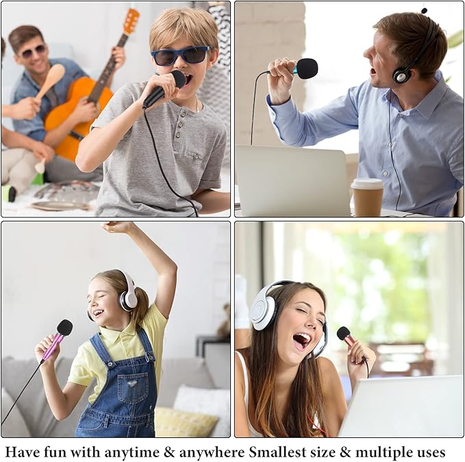 LOCOLO 5Pcs Mini Microphone Mini Karaoke Microphone for Voice Recording Portable Microphone Chatting and Singing Compatible with Smartphone iPhone iPad Laptop