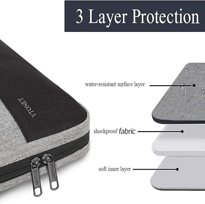 Ytonet Laptop Case Laptop Sleeve Case 13 13.3 Inch, TSA Slim Computer Cover with Handle, Water Resistant Business Travel Carrying Cover Compatible with MacBook Neo, Air, Pro HP Dell Notebooks, Grey