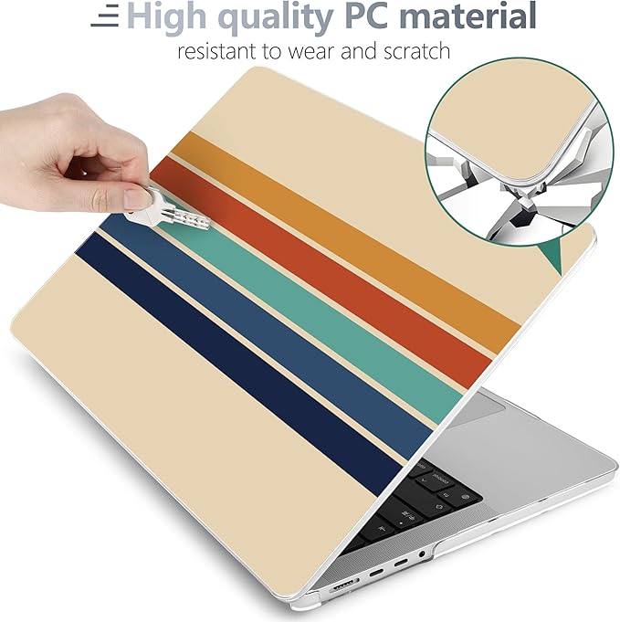 Batianda for MacBook Pro 14 Inch Case 2026-2021 Release M5 M4 M3 M2 M1 Pro/Max, 1.2mm Slim Graphic Hard Shell Cover with Keyboard Cover, Screen Protector 4-in-1 Bundle, Stripes