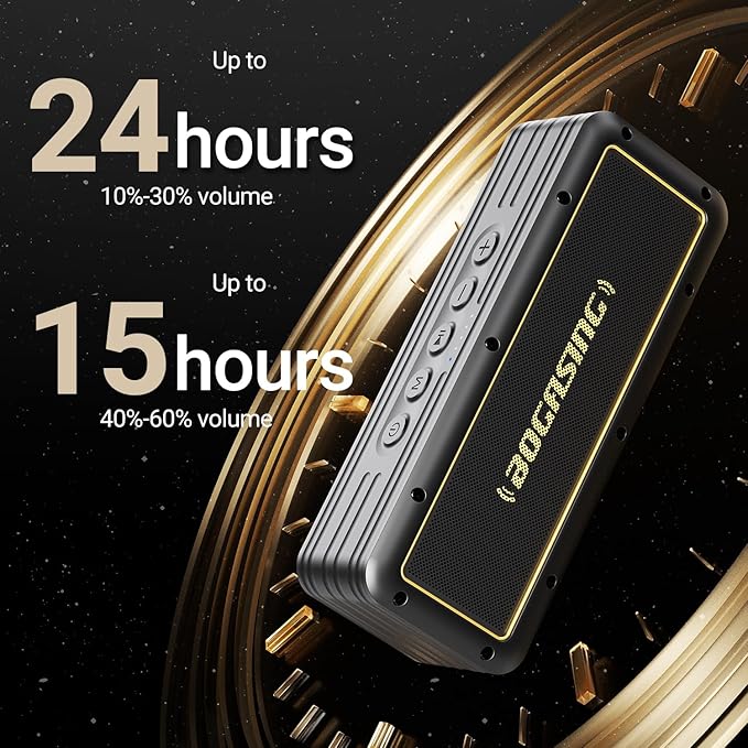 BOGASING G4 Bluetooth Speaker, Portable Wireless Speakers, 50W Stunning & Balanced Sound with Rich Bass, 24H Playtime, IPX7 Waterproof, Bluetooth 5.3, EQ, TWS, TF-Card, AUX, USB, for Outdoor Home