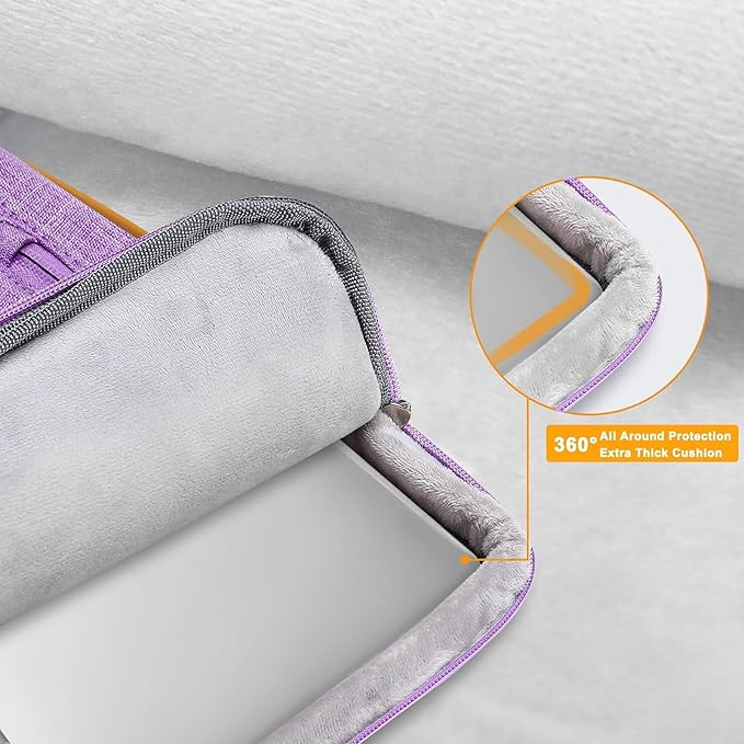 MOSISO 360 Protective Laptop Case 16 inch, 15-15.6 inch Laptop Sleeve Compatible with MacBook Pro 16, HP Acer Dell Lenovo ASUS, Side Open Carrying Case with 4 Zipper Pockets&Handle, Lilac