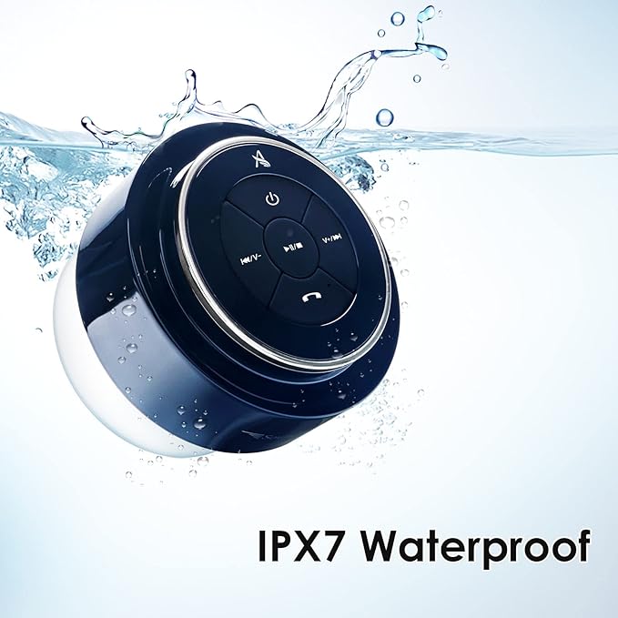 XLEADER SoundAngel Mate(2nd Gen) Pro Shower Speaker, Certified IPX7 Waterproof Bluetooth Speaker, 8W Crystal Sound & Rich Bass, 15H Playtime, with Suction Cup & Silicone Lanyard, Ideal Gifts, Silver