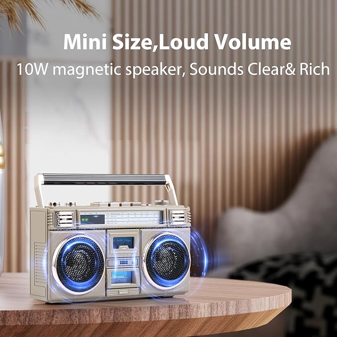 ANTPO Retro Vintage Radio Bluetooth Speakers Vintage Decor Small Wireless Speakers Stereo Radio Portable FM with Rich Bass Speakers Support TF Card for Home/Outdoor/Gift