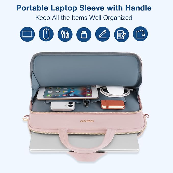 MOSISO 15.6 inch Laptop Shoulder Bag for Women, 15-16 inch Computer Bags Compatible with MacBook Pro 16 inch/Air 15 inch,HP Dell Lenovo ASUS, Wheat Ear Quilted Laptop Bag with Handle&Pocket, Pink