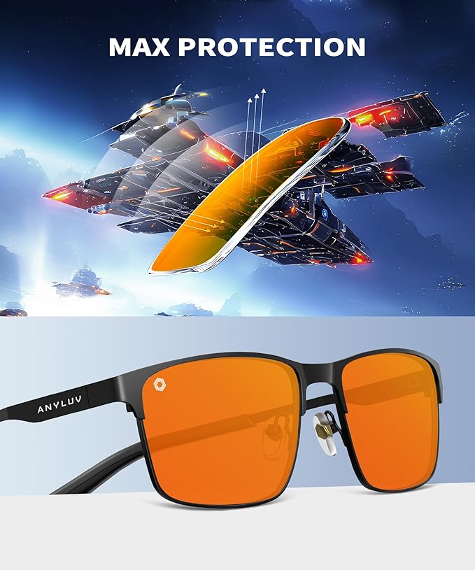 ANYLUV Blue Light Glasses for Men/Women, Lightweight Blue Light Blocking Glasses, Anti-Eye Strain Computer Glasses for Gaming