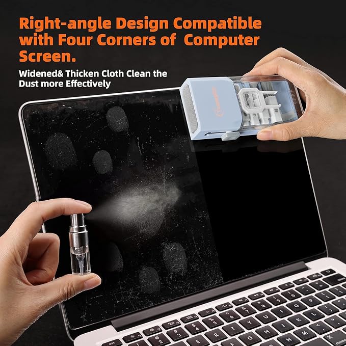 Keyboard Cleaner Laptop Cleaning Kit, Compact Keyboard Cleaning kit for Computer MacBook iPhone AirPods Pro, PC Electronic Cleaner Kit with Brush & Spray for Computer Screen, PC Camera Monitor, Blue - Image 3