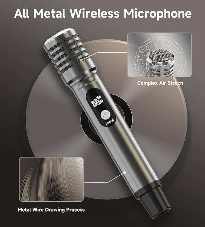 Wireless Microphones, Wireless Microphone with One-to-One Chip Connection, 40H Rechargeable Battery, 200FT Range, Plug and Play, Ergonomic Design,Less Latency Microphone for Singing Video Recording