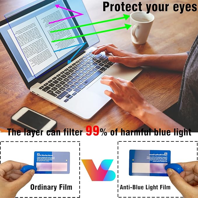 Anti Blue Light Blocking Screen Protector Panel for 14-15.6 inch Diagonal Laptop, Notebook,Monitor,Portable Displays -Anti-UV Eye Protection - Widescreen Laptop Frame Hanging Type(W 14.2" X H 8.6")