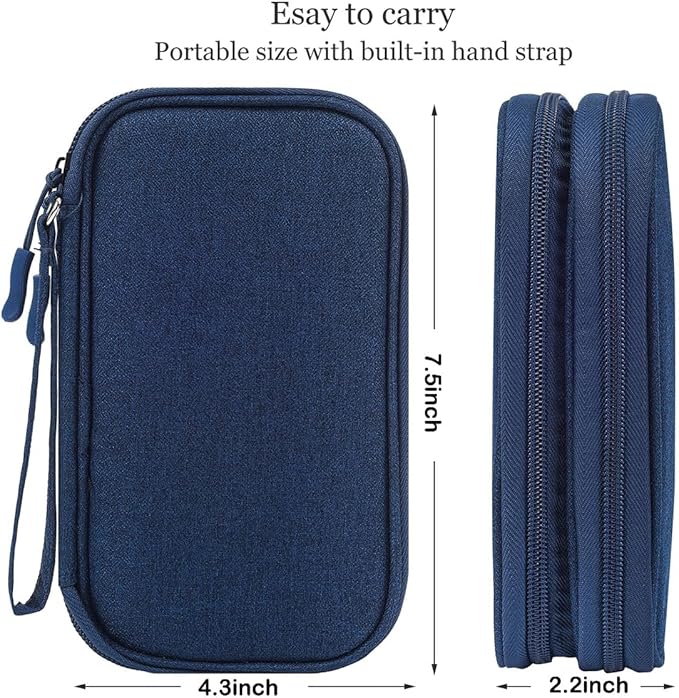 Electronic Organizer, Travel Cable Organizer Bag Pouch Electronic Accessories Carry Case Waterproof Electronic Bag for Cable, Cord, Charger, Phone, Power Bank, Earphone (Navy Blue, Medium)