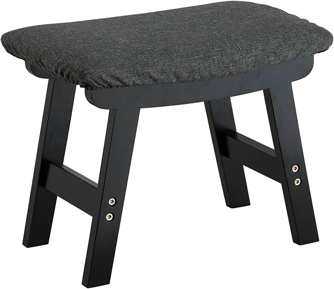 Foot Stool Ottoman Foot Rest Under Desk,Small Stool for Living Room, Bedroom and Kitchen (Black Legs - Gray Stool Surface)