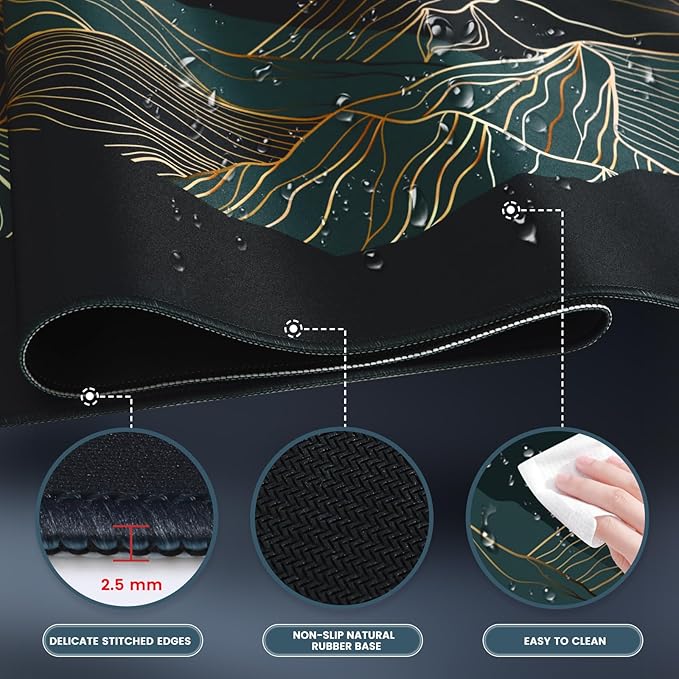 iLeadon Large Mouse Pad - XXL Extended Gaming Mouse Pad with Stitched Edges, Keyboard Mat for Work, Game, Office, Home (Cyan)