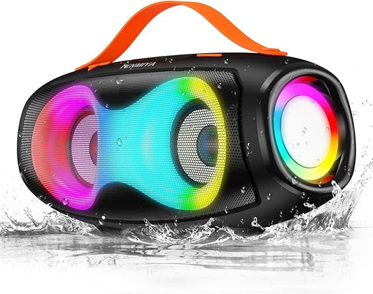 TENMIYA Portable Bluetooth Speaker,IPX5 Waterproof WirelessSpeaker with Dynamic Lights,TWS Pairing to 40W StereoSound,Bluetooth 5.0,20HPlaytime,Outdoor/Home SmallSpeakers as Gifts forTeens or Women