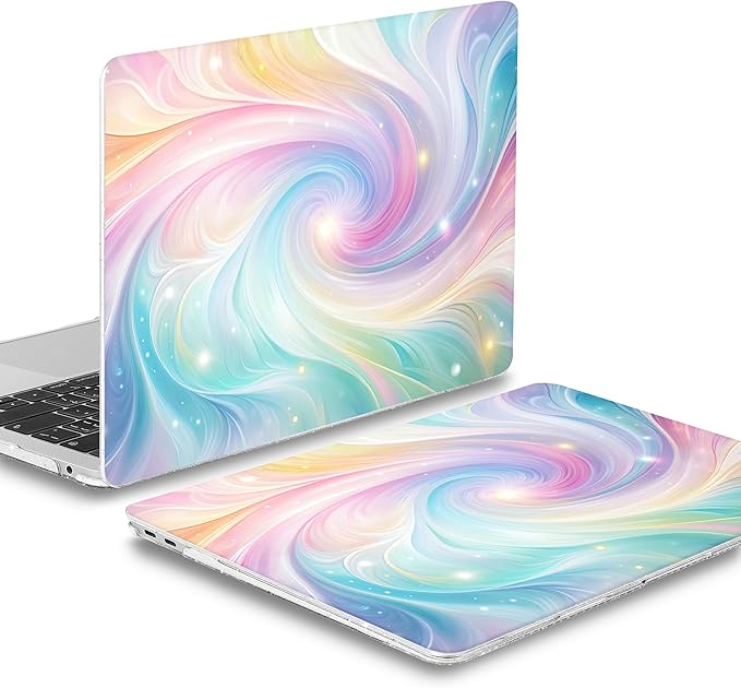 Mektron Case for MacBook Air 13 inch M1 A2337 A2179 A1932,Hard Cover 2018-2021 Air 13-inch with Touch ID, Exclusively Designed Protective Shell with Keyboard Skin+Screen Protector, Colors Swirls