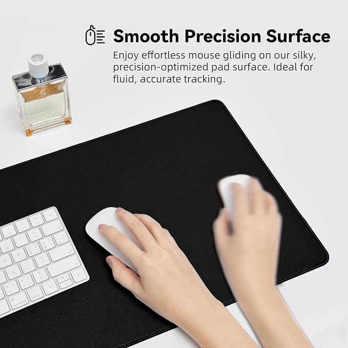 Large Gaming Mouse Pad with Durable Stitched Edges, Non-Slip Rubber Base, Big Computer Keyboard Mouse Mat Desk Pad for Home Office Gaming Work, 11.81"x27.56"x0.08", Black