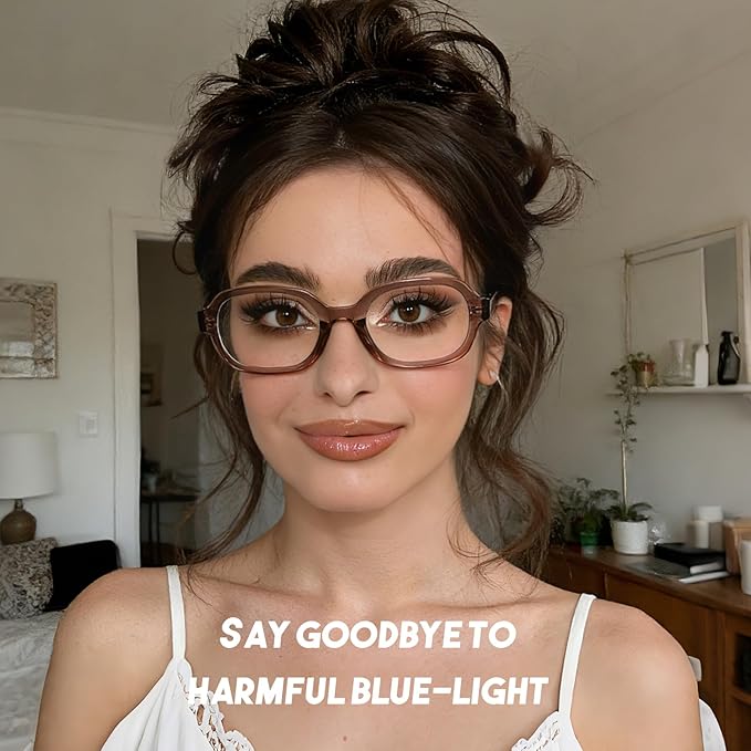 Dollger Blue Light Glasses for Women Oversized Oval Fashion Computer Glasses Retro Chunky Frame Clear Lens