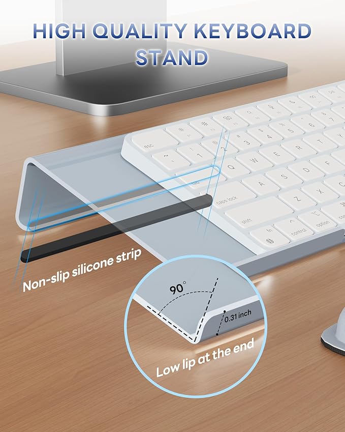 Laborio Computer Keyboard Wrist Rest Stand for Desktop, Keyboard Holder for Easy Typing with Wrist Pad for Office Desk, Home, School (Gray)