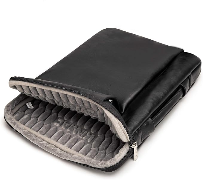 Kinmac 360° Heavy Duty Protective Laptop Sleeve Case Bag Cover with Handle for MacBook Air 13 inch,iPad Pro 13 inch and 13.3 inch HP,Dell,Lenovo,Asus,Acer Laptop (Black PU)