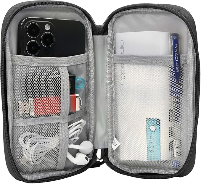 Electronic Organizer Case, Travel Cable Organizer Pouch Electronic Accessories Carry Case Water Resistant Organizer Pouch Bag for Cable, Cord, Charger, Phone, Power Bank, Earphone (Black)