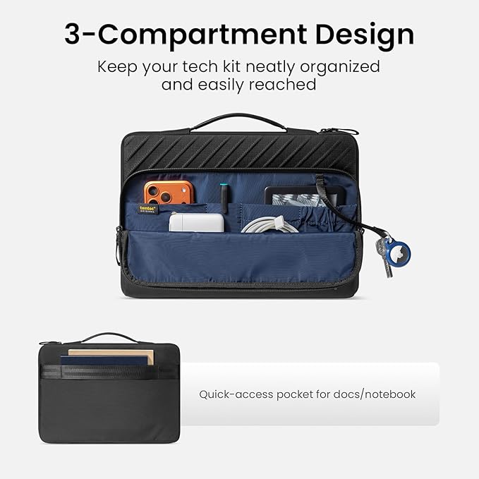 tomtoc 360 Protective Laptop Carrying Case for 13-inch New MacBook Air M5/A3449(2026), M4/A3240, M3/A3113, M2/A2681 M1/A2337, 13“ MacBook Neo/Pro, iPad Pro M5 & iPad Air M4, Water-Resistant Laptop Bag