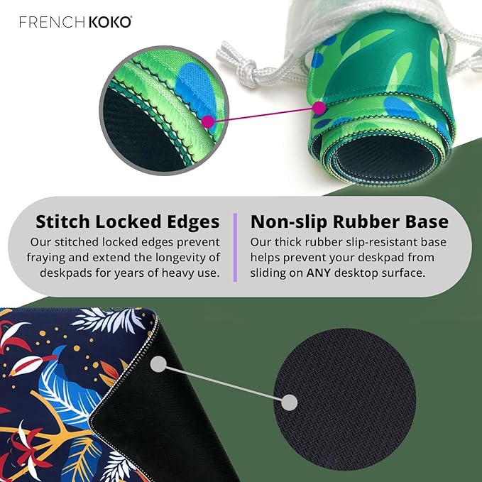 French KOKO Large Philadelphia Desk Mat for Desktop – XL Desk Pad Mat with Smooth Surface, Green Football Theme Office Decor, Man Cave Accessory, Men Gifts & Game Day Gift