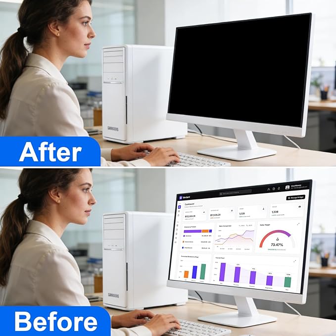 [2-Pack] Privacy Screen For Computer Monitor, 31.5-Inch 16:9 Aspect Ratio; Anti Spy/Bule Light/Glare And Eye Protection, 2 Install Ways Removable For Office, Airport, Cafe And Other Public Area; Diagonal 31.5 Inches, Width 27.45 Inches, Height 15.44 In...