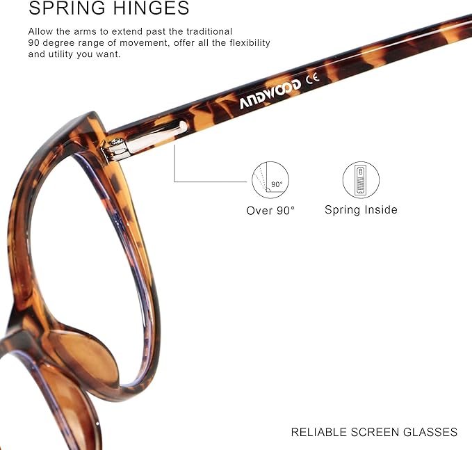 ANDWOOD Blue Light Blocking Glasses Women Bluelight Blocker Computer Cateye Clear Cat Eye Eyeglasses Frame AR003