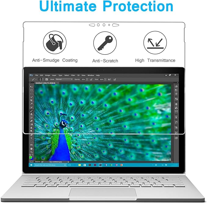 Megoo Screen Protector for Surface Book 2/3 15 Inch, Tempered Glass/Easy Installation/Scratch resistant, Compatible with Microsoft Surface Pen