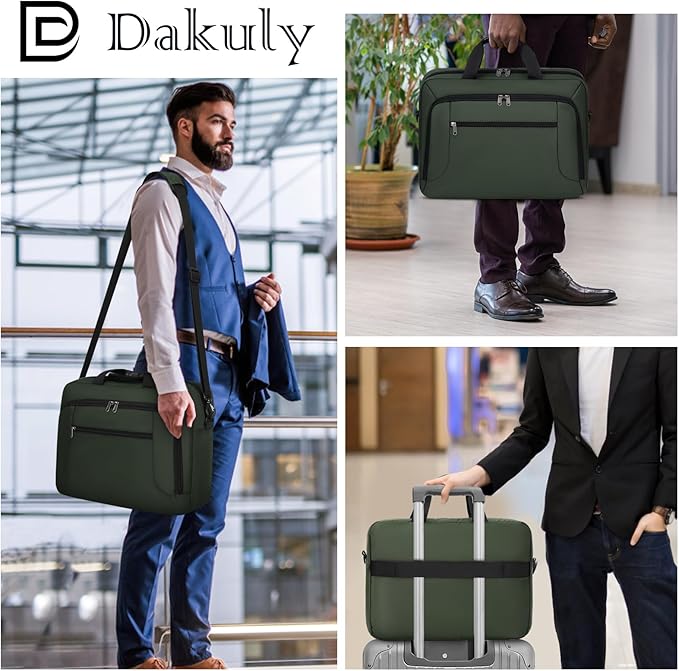 Laptop Bag 17.3 Inch Laptop Briefcase Large Waterproof Laptop Case for Men Women Business Office Work Computer Bag 17 Inch Adjustable Shoulder Messenger Bag, Green