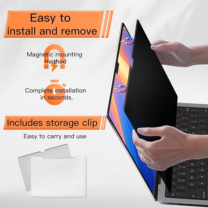 Mamol Magnetic Privacy Screen MacBook Air 13 Inch(2018-2021, M1), Removable Anti Blue Light Glare Filter Screen Protector with Camera Cover for Mac air 13''