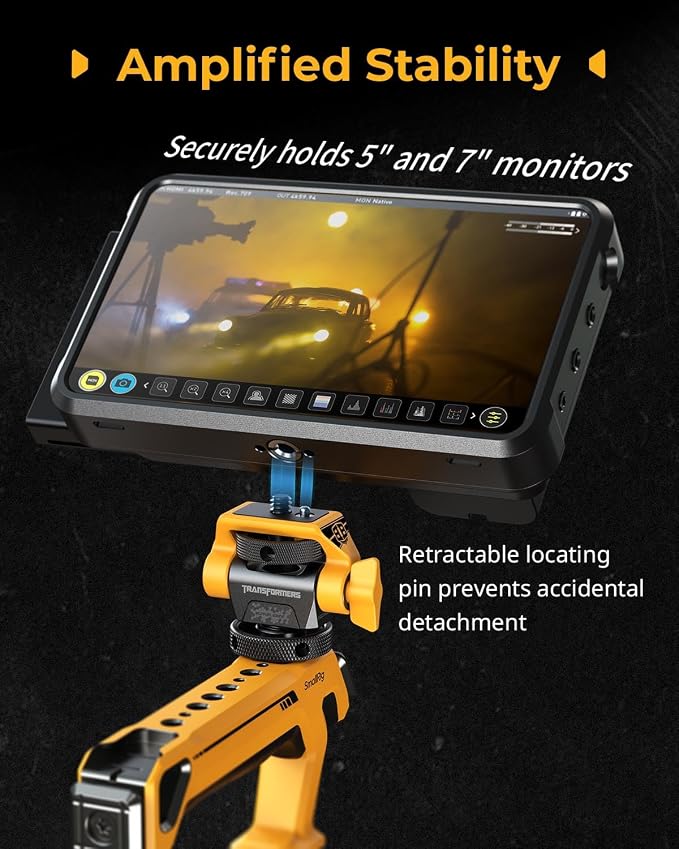 SMALLRIG Swivel and Tilt Monitor Mount (Bumblebee Edition) Adjustable Monitor Holder with Bouncy Locating Pins and Cold Shoe Mount for 5" and 7" Monitors - Image 5