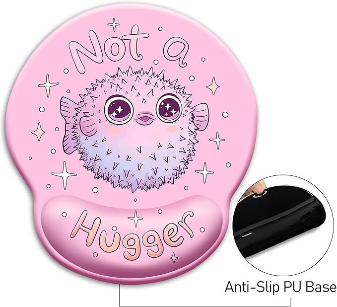 Mouse Pad with Wrist Rest, Pufferfish Ergonomic Mousepad Wrist Support for Desk, Cute Animial Gaming Mousepads for Wireless Mouse Funny Computer Work Home Desk Accessories Office Supplies Decor